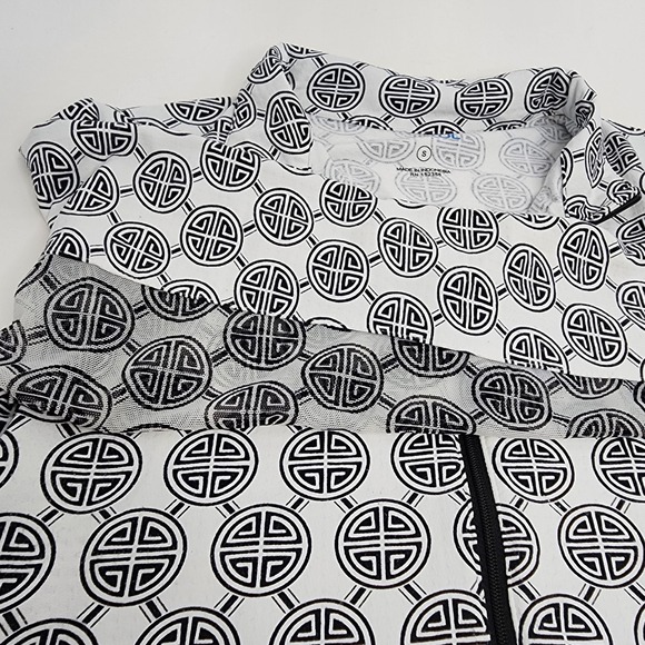 IBKUL Top Women's Small Long Sleeve Pullover Half Zip Black White - Picture 5 of 6